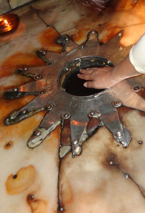 Silver star marking the place where Jesus was born according to Christian tradition